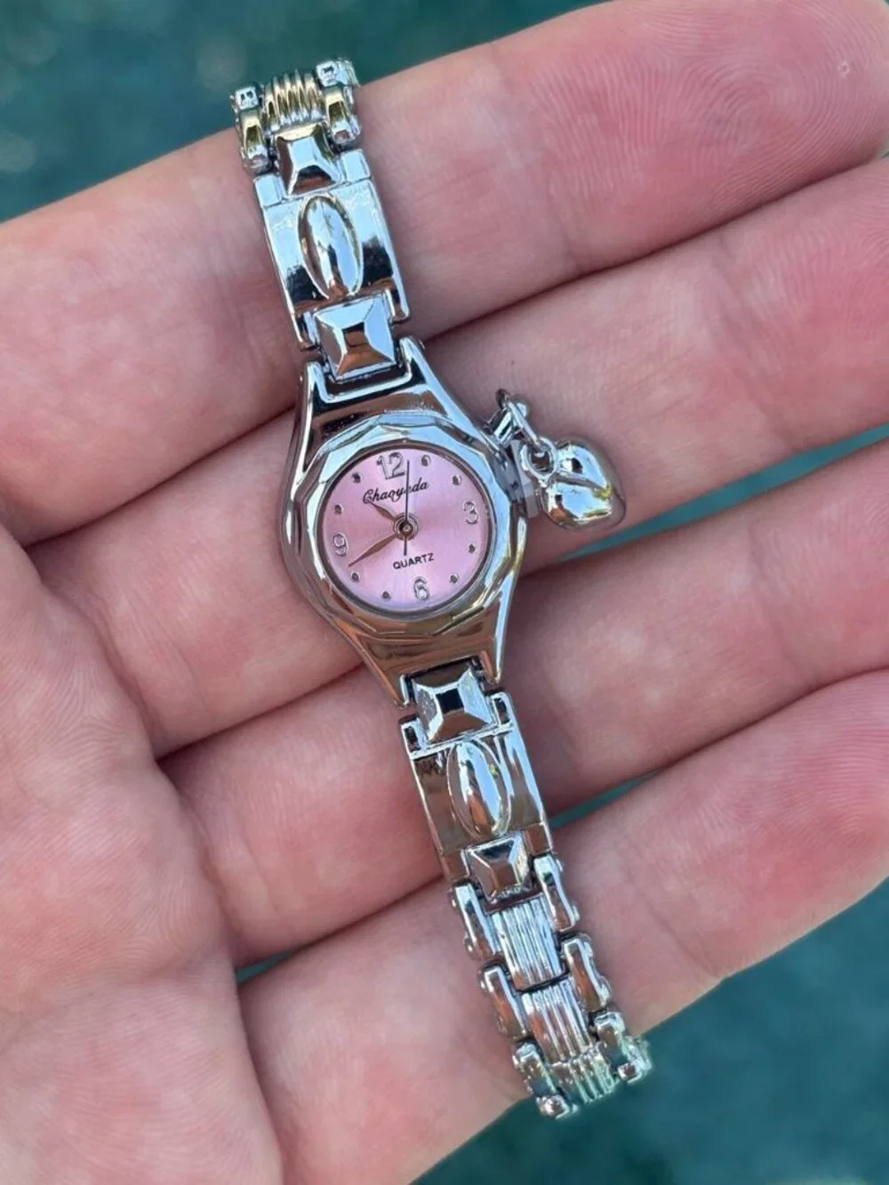 Preppy Silver Heart Charm Link Watch Preppy Y2K OS
